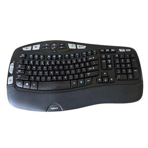 Logitech Wireless Keyboard K350 Black Ergonomic Wave Media Keys w/ USB Receiver